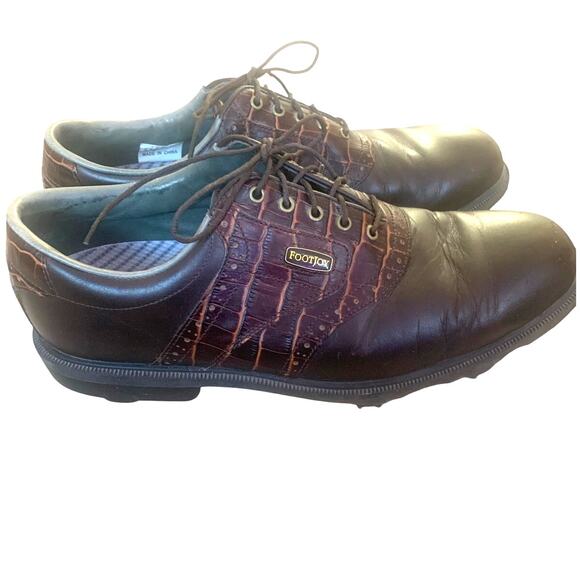 Foot Joy Dryjoys Leather Golf Shoes 11 M Brown ECL Leather System Soft Cleats - Picture 1 of 8
